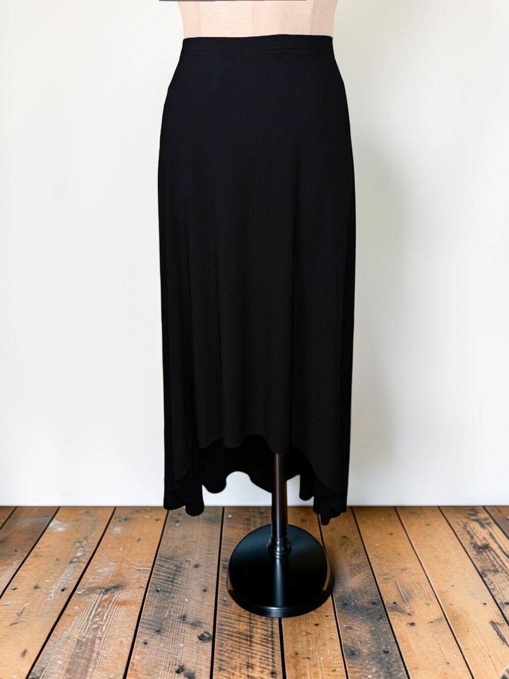 CHICO'S Stretchy Staggered Hem Hi Lo Stretchy Black Skirt 0 XS S